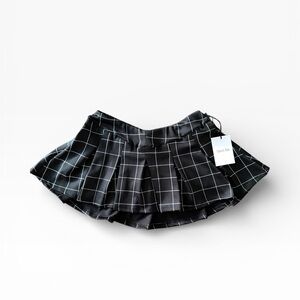 NWT Black Ibis Pleated Plaid Mini Skort Schoolgirl Preppy Black White M